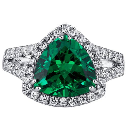 Peliani - Emerald Ring Sterling Silver Triangle Shape 5 ct Sz 8