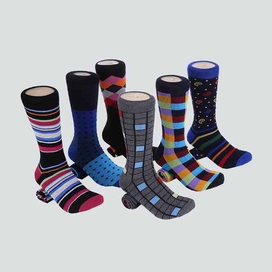 Funky Fun Dress Socks 6 Pack