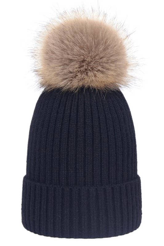 FLUFFY BALL KNIT BEANIE