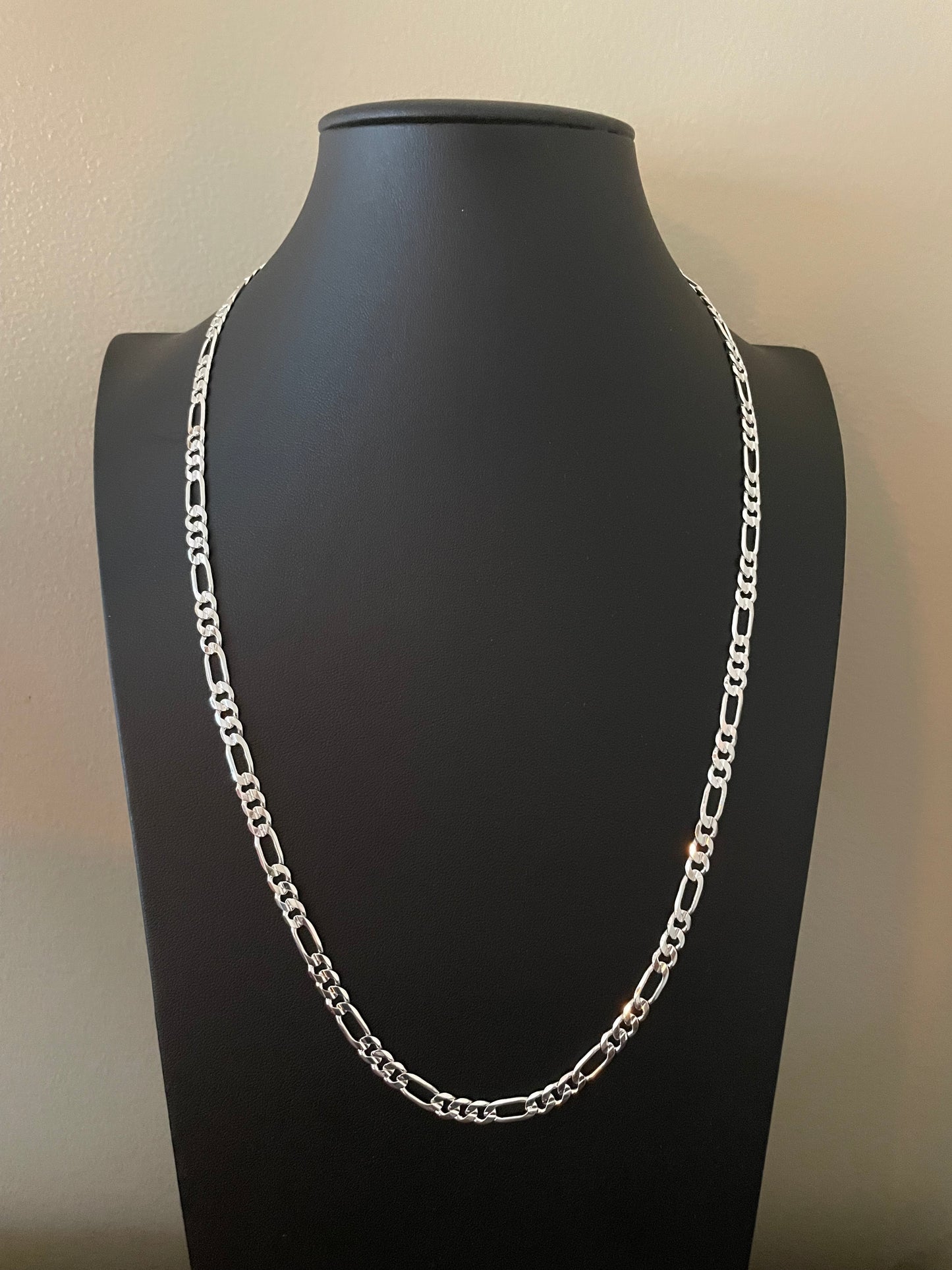 Sterling Silver Plated Italian Figaro Link Chain 24